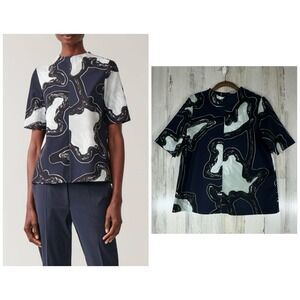 COS Black and White Abstract Blouse